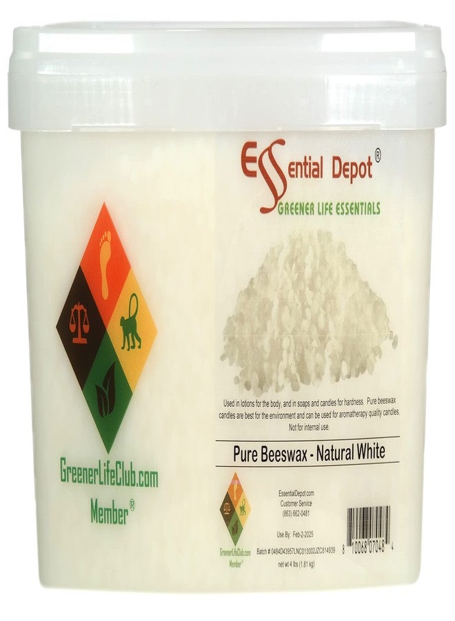 Essential Depot Beeswax - White Pastilles - 4lbs - Safety Sealed (Lock tab) Wide Mouthed PP Container with Resealable Cap and Reattachable Handle - Image 2